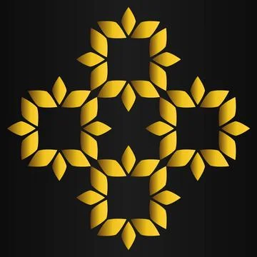 Golden flower pattern	on black background Stock Illustration
