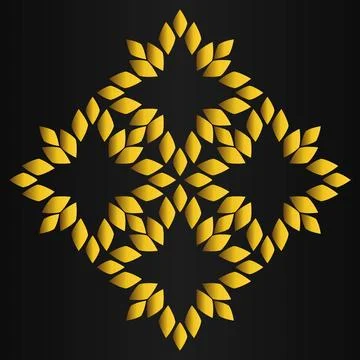 Golden flower pattern	on black background Stock Illustration
