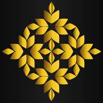 Golden flower pattern	on black background Stock Illustration