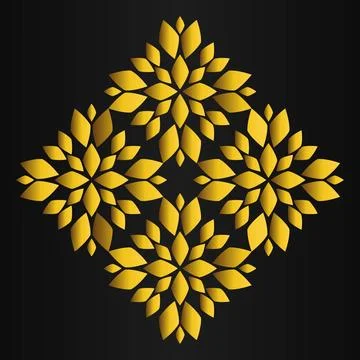 Golden flower pattern	on black background Stock Illustration