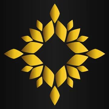 Golden flower pattern	on black background Stock Illustration