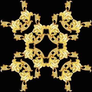 Golden flower pattern Stock Illustration