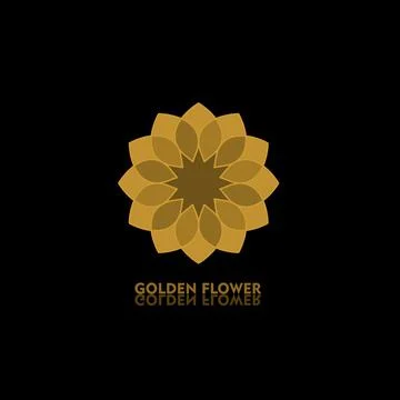 Golden flower shape. Gradient premium logotype. Isolated floral logo. Business Stock Illustration