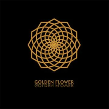 Golden flower shape. Gradient premium logotype. Isolated floral logo. Business Stock Illustration