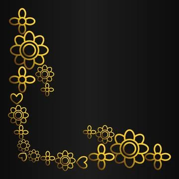Golden flowers border corner Stock Illustration