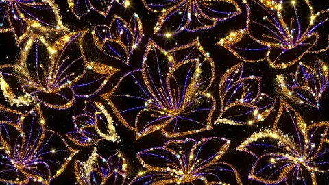 Golden Flowers Seamless Loop Background Stock Footage 149713976