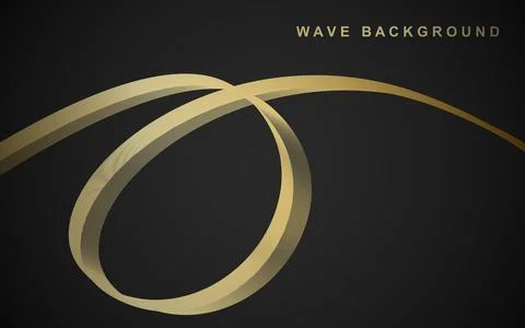 Golden flowing wave pattern with smooth curved shapes, isolated on a backgr.. Illustrazione stock