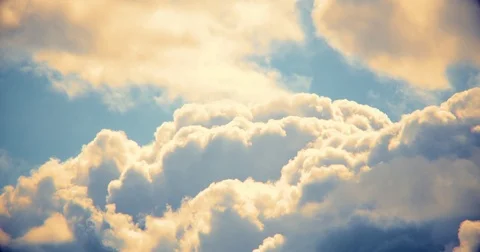 Golden fluffy clouds at sunset background Stock Footage 85163436