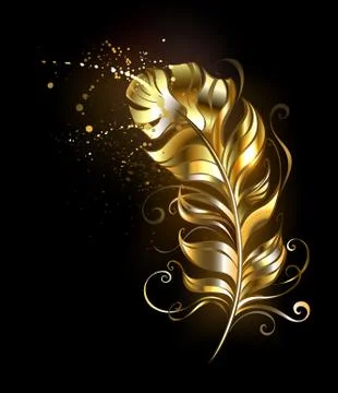 Golden Fluffy Feather Stock Illustration