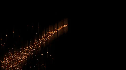 Golden flying light flakes effect on black background Stock Footage 327241199