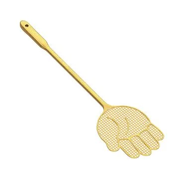 Golden Flyswatter in Shape of Hand. 3d Rendering イラスト素材