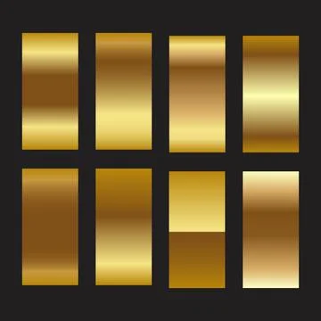 Golden foil gradient texture background. Gold, copper and metal set template Stock Illustration