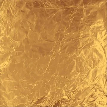 Golden foil wrinkled texture, vector crumpled metallic background glister Stock Illustration