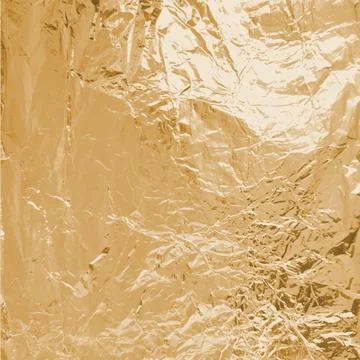 Golden foil wrinkled vector texture, realistic aluminum orange paper sheet Stock Illustration