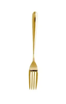 Golden fork isolated on white background Stock Photos