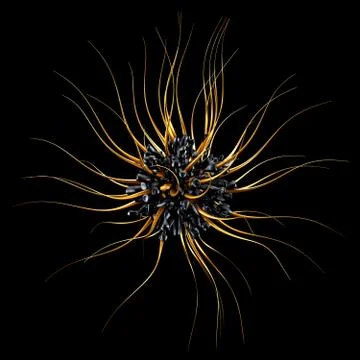 The golden form. 3d image, 3d rendering. イラスト素材