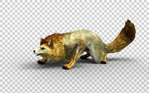 A golden fox gracefully prowls through a dense forest, its vibrant fur shim.. Illustrazione stock