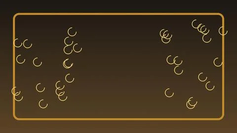 Golden frame with abstract circular patterns on a dark gradient background .. Stock Illustration