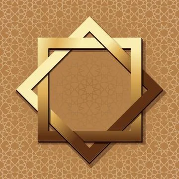 Golden frame in arabic style Stock Illustration