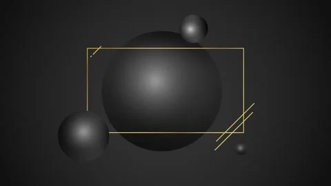 Golden frame on black background with flying balls. Expensive luxury templa.. Stock Footage 283482856