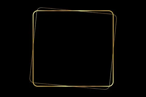 Golden Frame Bokeh Square. Elegant Golden Glitter Frame on Black Background.. 스톡 일러스트
