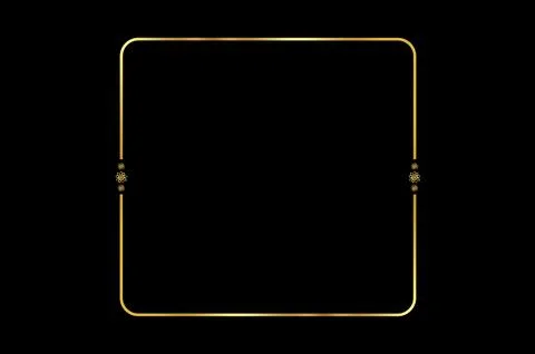 Golden Frame Bokeh Square. Elegant Golden Glitter Frame on Black Background.. 스톡 일러스트