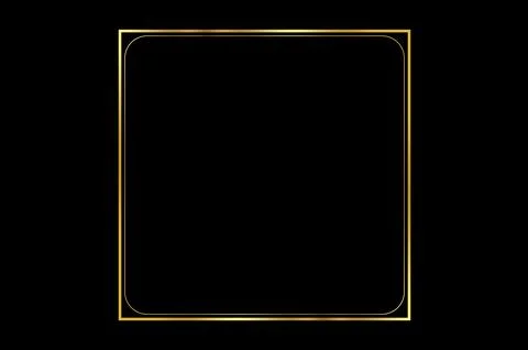 Golden Frame Bokeh Square. Elegant Golden Glitter Frame on Black Background.. 스톡 일러스트