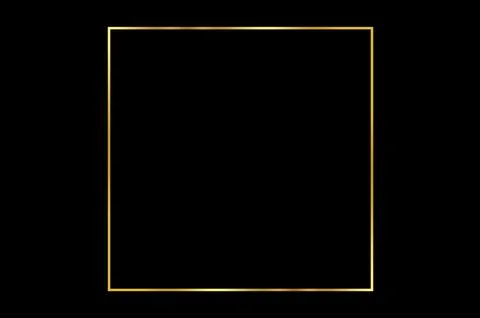 Golden Frame Bokeh Square. Elegant Golden Glitter Frame on Black Background.. 스톡 일러스트