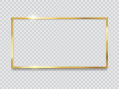 Golden frame border, gold square, metal background Illustrazione stock
