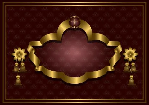 Golden frame with cross Stock Illustration