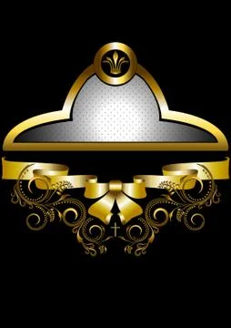 Golden frame with crown and bow Stock Illustration