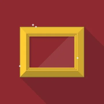 Golden frame in flat style Stock Illustration