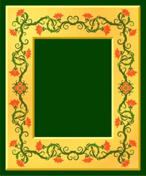 Golden frame with floral pattern Stock Illustration