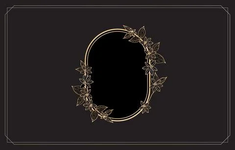 Golden Frame with flower ornament pattern Stock Illustration