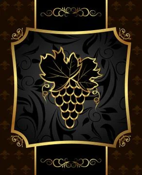 Golden frame with grapevine Stock Illustration
