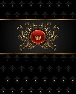 Golden frame with heraldic elements Stock Illustration