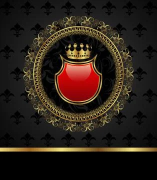 Golden frame with heraldic elements Stock Illustration