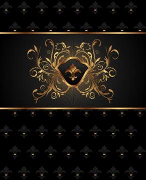 Golden frame with heraldic elements Stock Illustration
