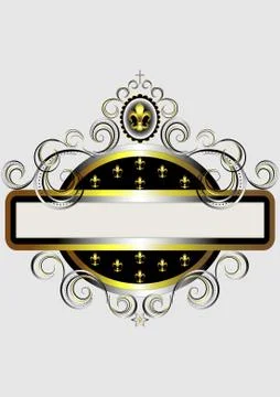 Golden frame with heraldry. Stock Illustration
