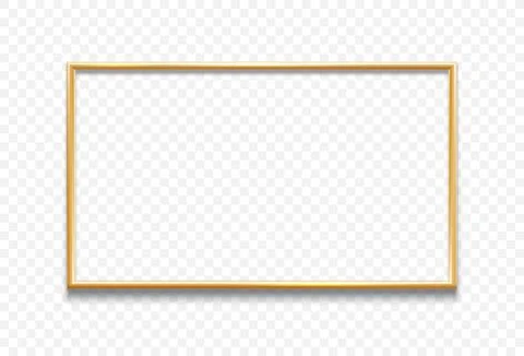 Golden frame, isolated realistic 3d vector border Stock Illustration