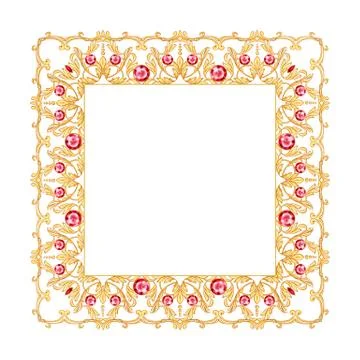 Golden frame isolated on white Stock Illustration
