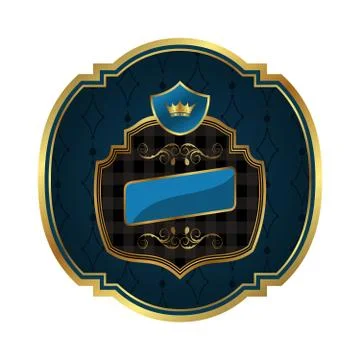 Golden frame label with crown isolated Stock Illustration