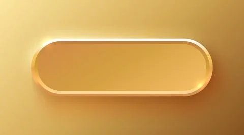 Golden frame label, event bar button, gold signboard. Vector illustration Illustrazione stock