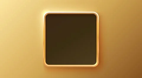 Golden frame label, event bar button, gold signboard. Vector illustration Illustrazione stock