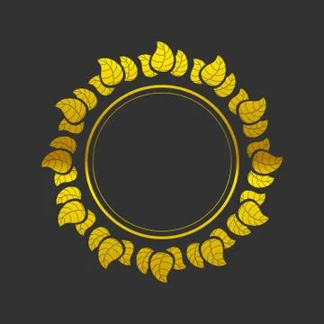 Golden frame with leaves Stock Illustration