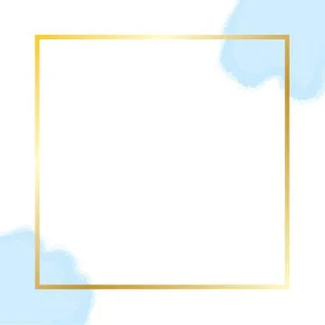 Golden frame with light blue spots Stock Illustration
