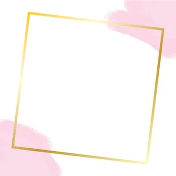 Golden frame with light pink spots Stock Illustration