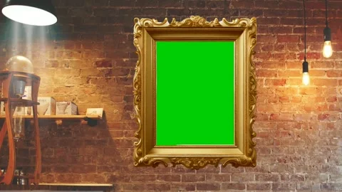 Golden Frame with Lighting Effects green screen video Stock Footage 265433706