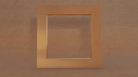 Golden frame with lights effects. Shining rectangle animation Stock Footage 268576022