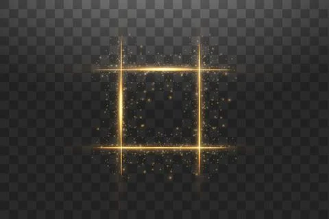 Golden frame with lights effects. Shining luxury banner vector illustration Stock Illustration